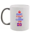 Чашка с цветной ручкой Keep calm and carry on England Серебро фото