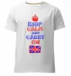 Чоловіча преміум футболка Keep calm and carry on England Білий Чоловіча преміум футболка Keep calm and carry on England Білий фото