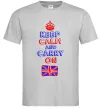 Мужская футболка Keep calm and carry on England Серый фото