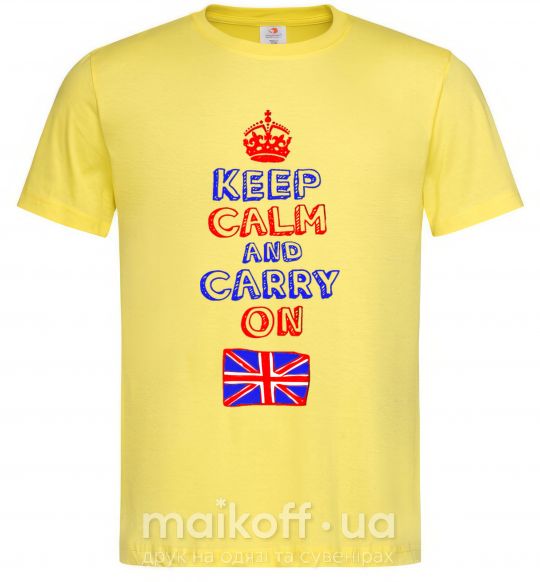 Чоловіча футболка Keep calm and carry on England Лимонний фото