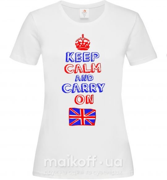 Жіноча футболка Keep calm and carry on England Білий фото