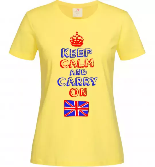 Женская футболка Keep calm and carry on England Лимонный фото