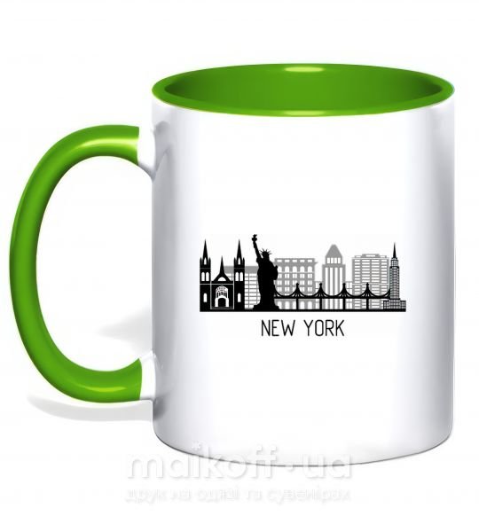 Чашка с цветной ручкой Архитектура Нью Йорка Зеленый фото