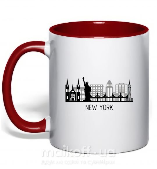 Чашка с цветной ручкой Архитектура Нью Йорка Красный фото
