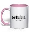 Чашка с цветной ручкой Архитектура Нью Йорка Нежно розовый фото