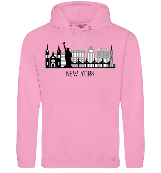 Мужская толстовка (худи) Архитектура Нью Йорка Розовый фото