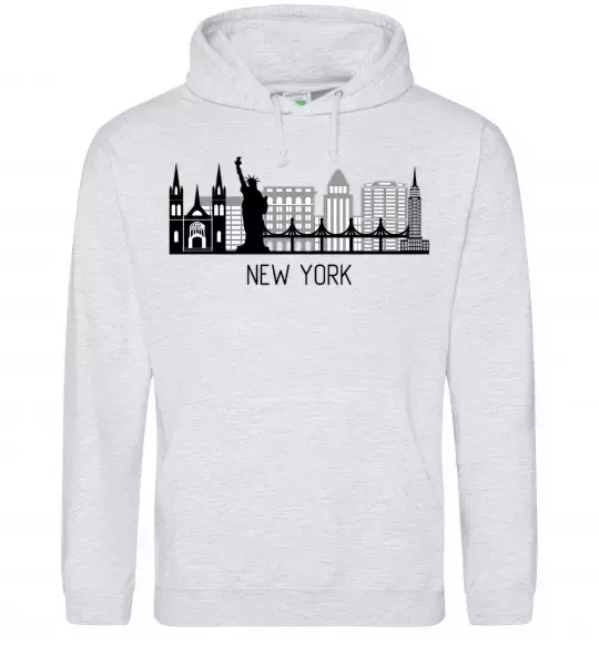 Жіноча толстовка (худі) Архитектура Нью Йорка Сірий меланж фото