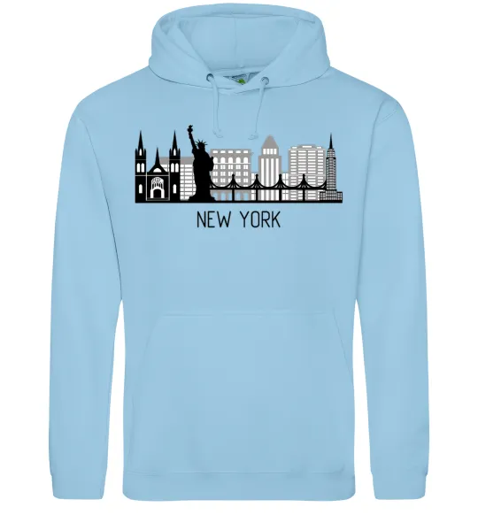 Жіноча толстовка (худі) Архитектура Нью Йорка Блакитний фото