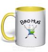 Чашка с цветной ручкой белая Bro hug розмір XS Солнечно желтый фото