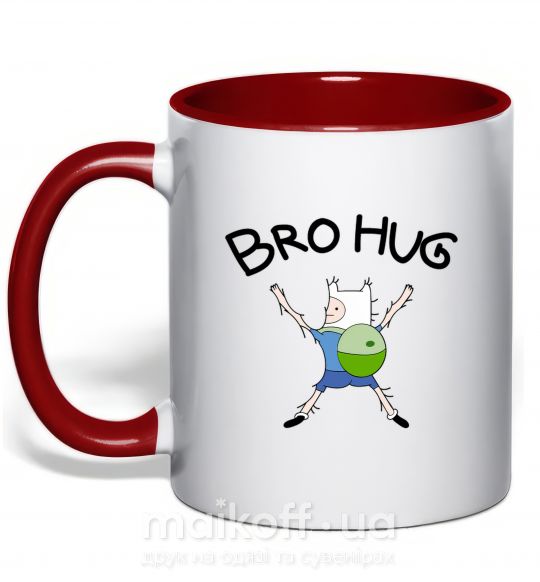 Чашка с цветной ручкой белая Bro hug розмір XS Красный фото