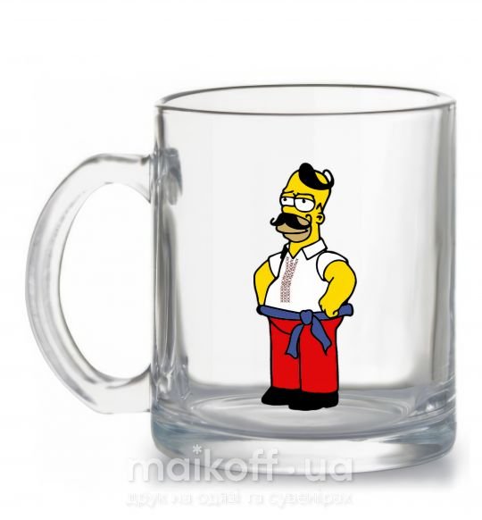 Чашка стеклянная Гомер українець Прозрачный фото