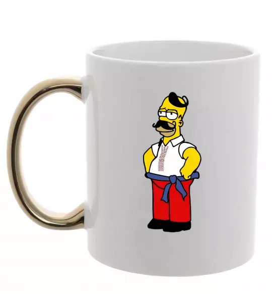 Чашка с цветной ручкой Гомер українець Золото фото