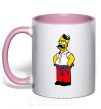 Чашка с цветной ручкой Гомер українець Нежно розовый фото