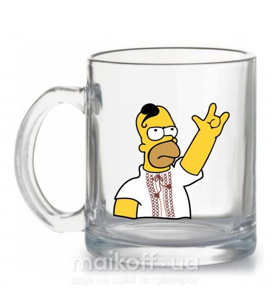 Чашка стеклянная Сімпсон українець Прозрачный фото