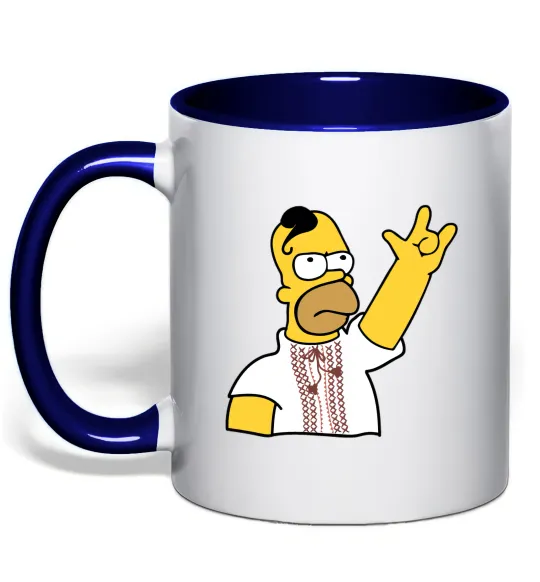 Чашка з кольоровою ручкою Сімпсон українець Глибокий темно-синій фото