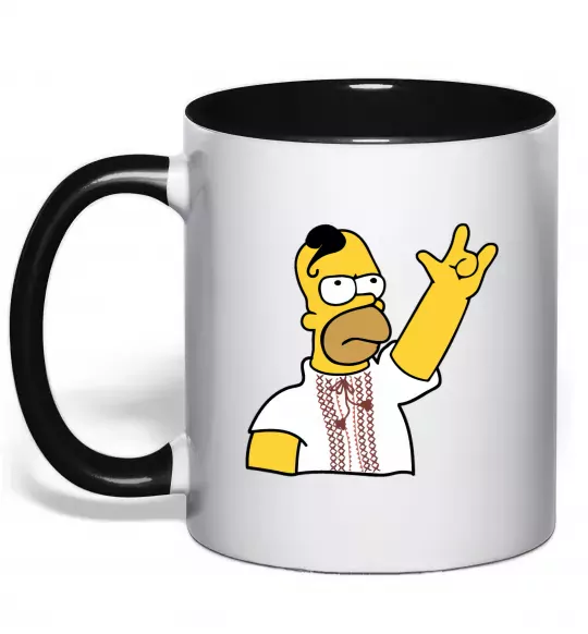 Чашка з кольоровою ручкою Сімпсон українець Чорний фото