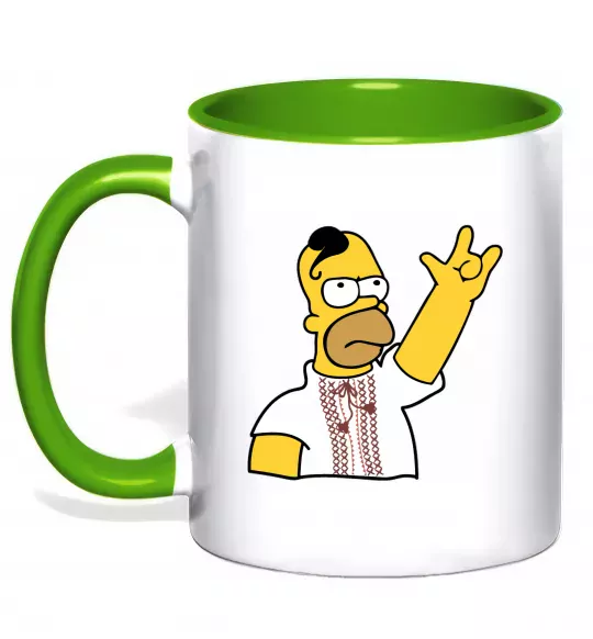 Чашка з кольоровою ручкою Сімпсон українець Зелений фото