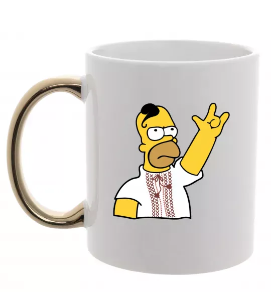 Чашка з кольоровою ручкою Сімпсон українець Золото фото