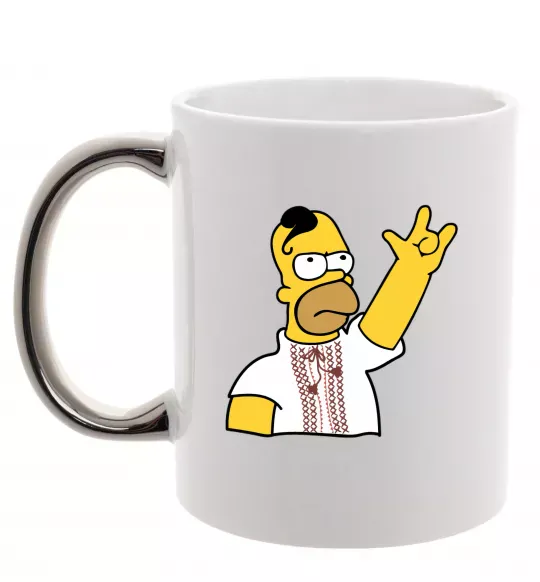 Чашка з кольоровою ручкою Сімпсон українець Срібло фото