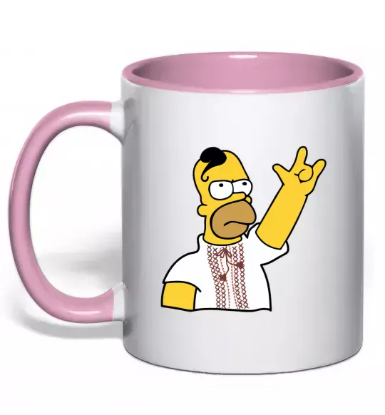 Чашка з кольоровою ручкою Сімпсон українець Ніжно рожевий фото