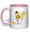 Чашка з кольоровою ручкою Сімпсон українець Ніжно рожевий фото
