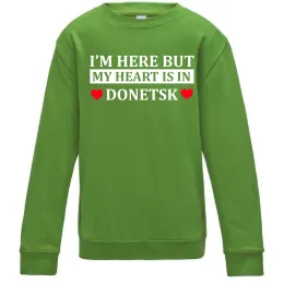 Детский Свитшот I'm here but my heart is in Donetsk Лаймовый фото