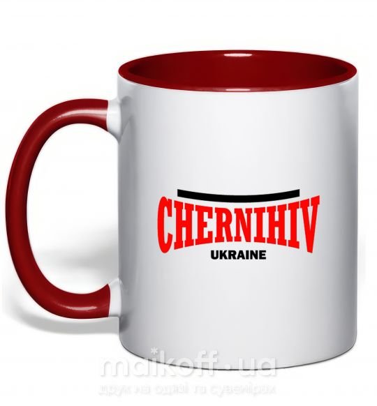 Чашка з кольоровою ручкою Chernihiv Ukraine Червоний фото