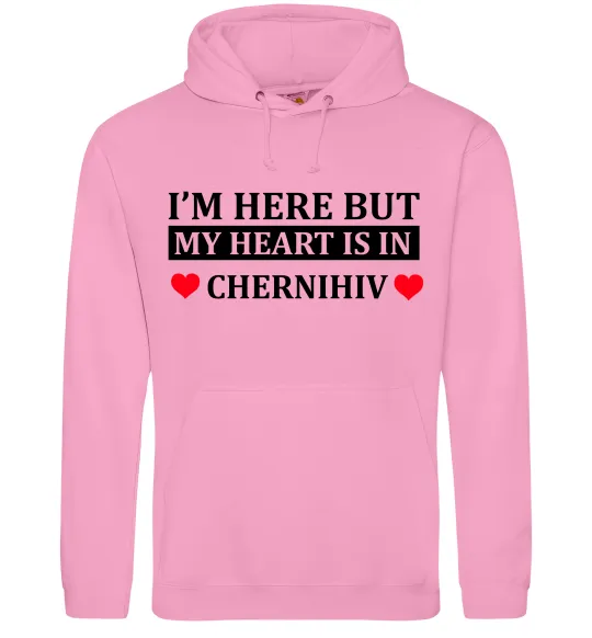 Чоловіча толстовка (худі) I'm here but my heart is in Chernihiv Рожевий фото