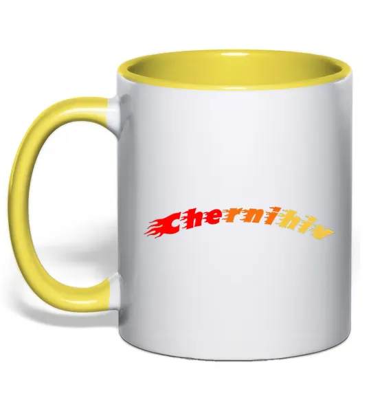 Чашка з кольоровою ручкою Fire Chernihiv Лимонний фото