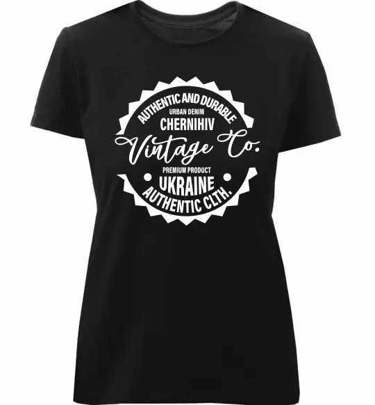 Женская премиум футболка Chernihiv Vintage Co Черный фото