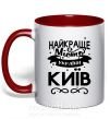 Чашка з кольоровою ручкою Київ найкраще місто України Червоний фото