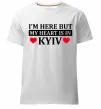 Мужская премиум футболка I'm here but my heart is in Kyiv Белый фото