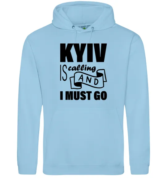 Мужская толстовка (худи) Kyiv is calling and i must go Голубой фото