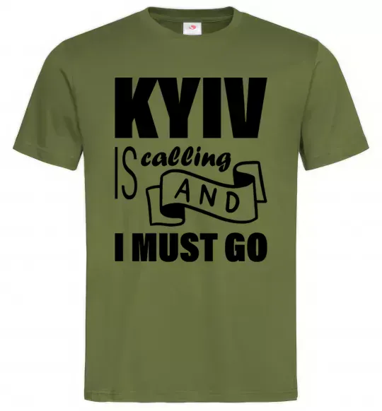 Чоловіча футболка Kyiv is calling and i must go Оливковий фото