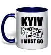Чашка с цветной ручкой Kyiv is calling and i must go Глубокий темно-синий фото
