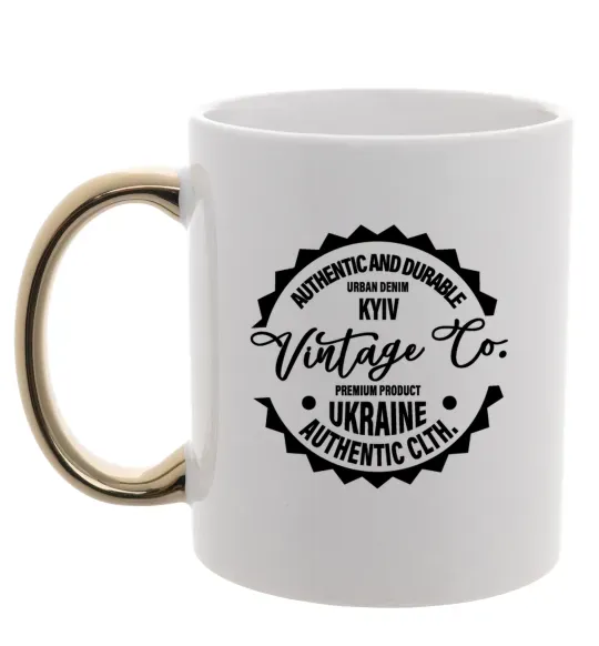 Чашка с цветной ручкой Kyiv Vintage Co Золото фото