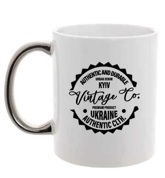 Чашка с цветной ручкой Kyiv Vintage Co Серебро фото