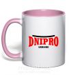 Чашка з кольоровою ручкою Dnipro Ukraine Ніжно рожевий фото