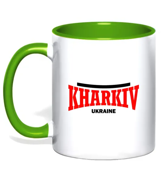 Чашка з кольоровою ручкою Kharkiv Ukraine Лаймовий фото