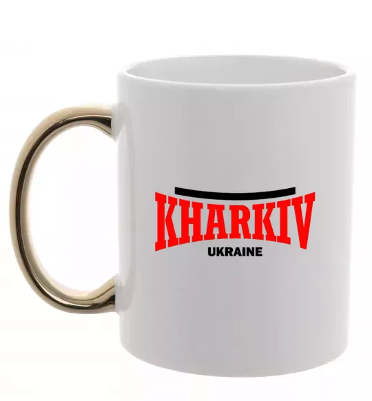 Чашка з кольоровою ручкою Kharkiv Ukraine Золото фото