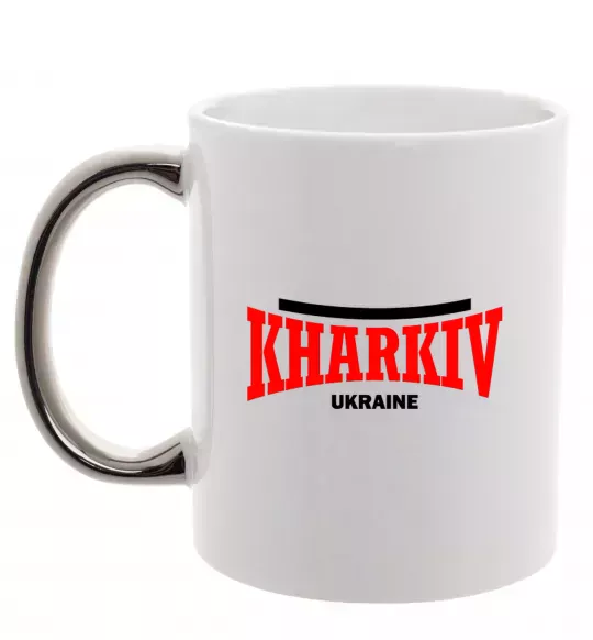 Чашка з кольоровою ручкою Kharkiv Ukraine Срібло фото