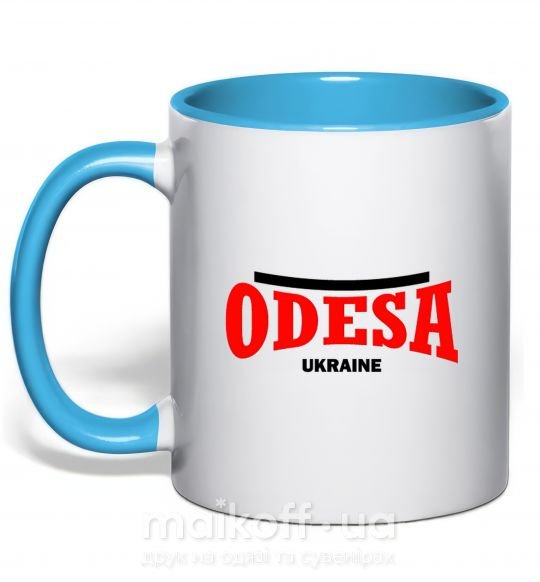 Чашка с цветной ручкой Odesa Ukraine Голубой фото
