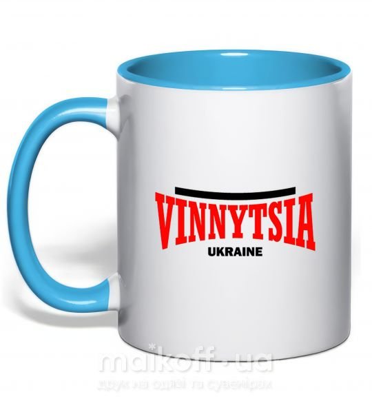 Чашка з кольоровою ручкою Vinnytsia Ukraine Блакитний фото