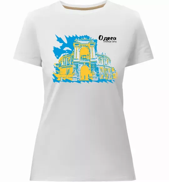 Женская премиум футболка Одеса столиця світу Белый фото