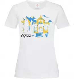 Женская футболка Суми Україна Белый фото Женская футболка Суми Україна Белый фото