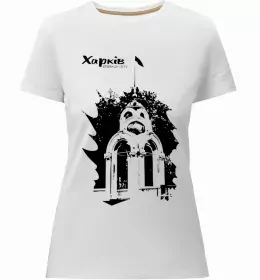 Жіноча преміум футболка Харків райони Білий фото