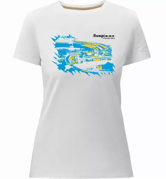 Женская премиум футболка Запоріжжя столиця світу Белый фото