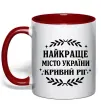 Чашка з кольоровою ручкою Кривий Ріг найкраще місто України Червоний фото