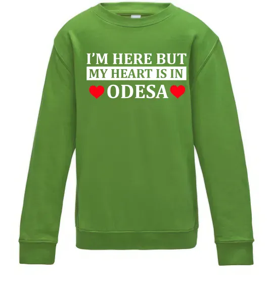 Дитячий світшот I'm here but my heart is in Odesa Лаймовий фото