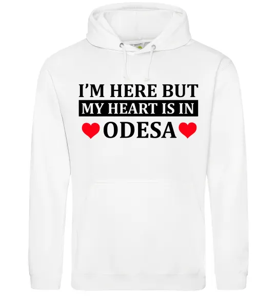 Мужская толстовка (худи) I'm here but my heart is in Odesa Белый фото